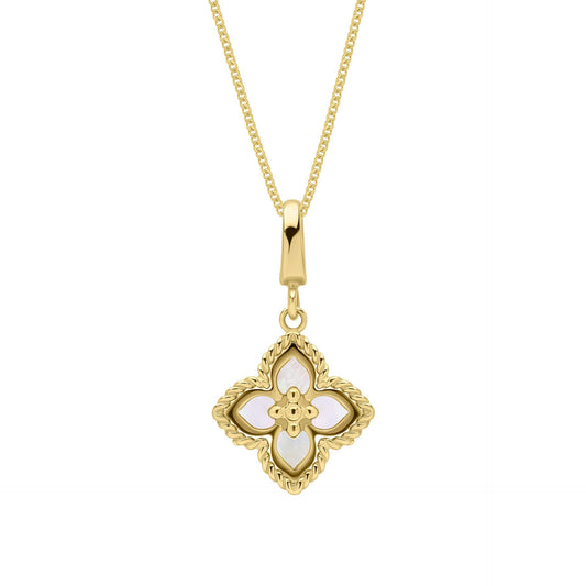 Elements Gold Mother of Pearl Flower Pendant