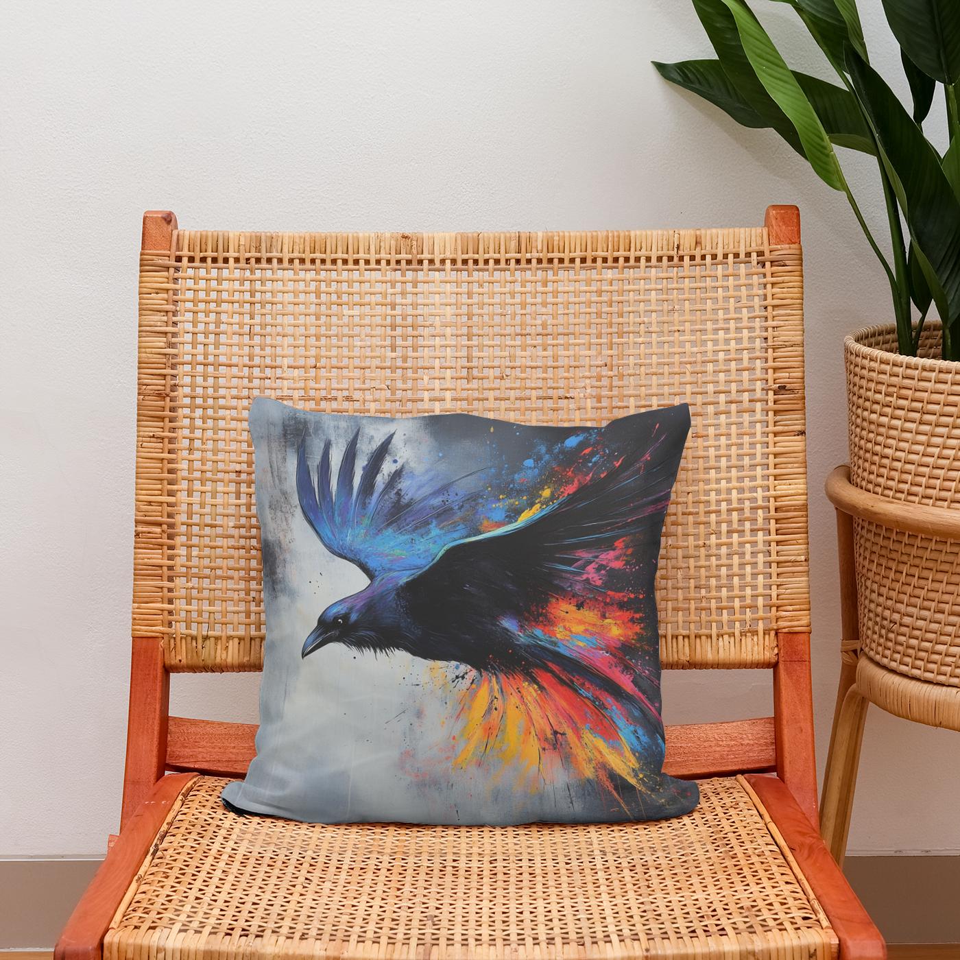 Majestic Raven Dance Cotton Cushion