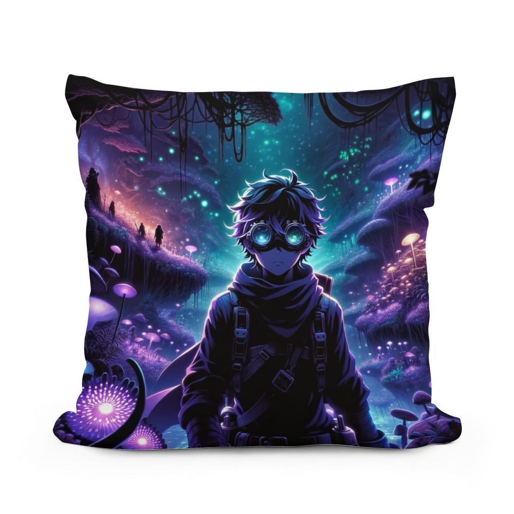 Bioluminescent Shadow Realm Cotton Cushion