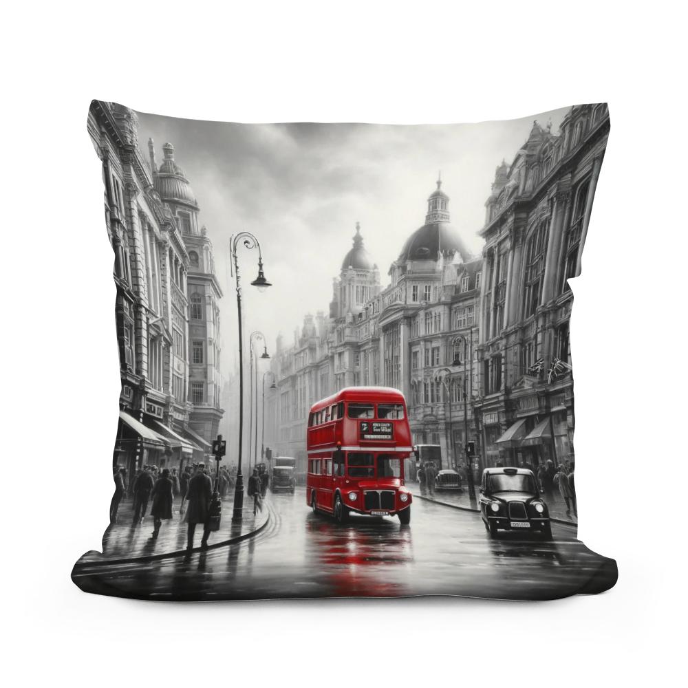 Red Essence of London Cotton Cushion