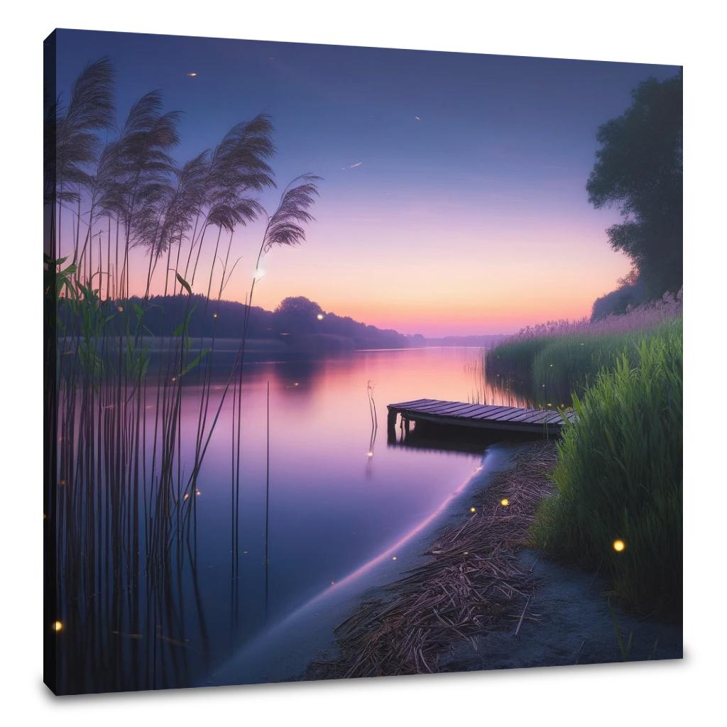 Twilight Riverbank Canvas