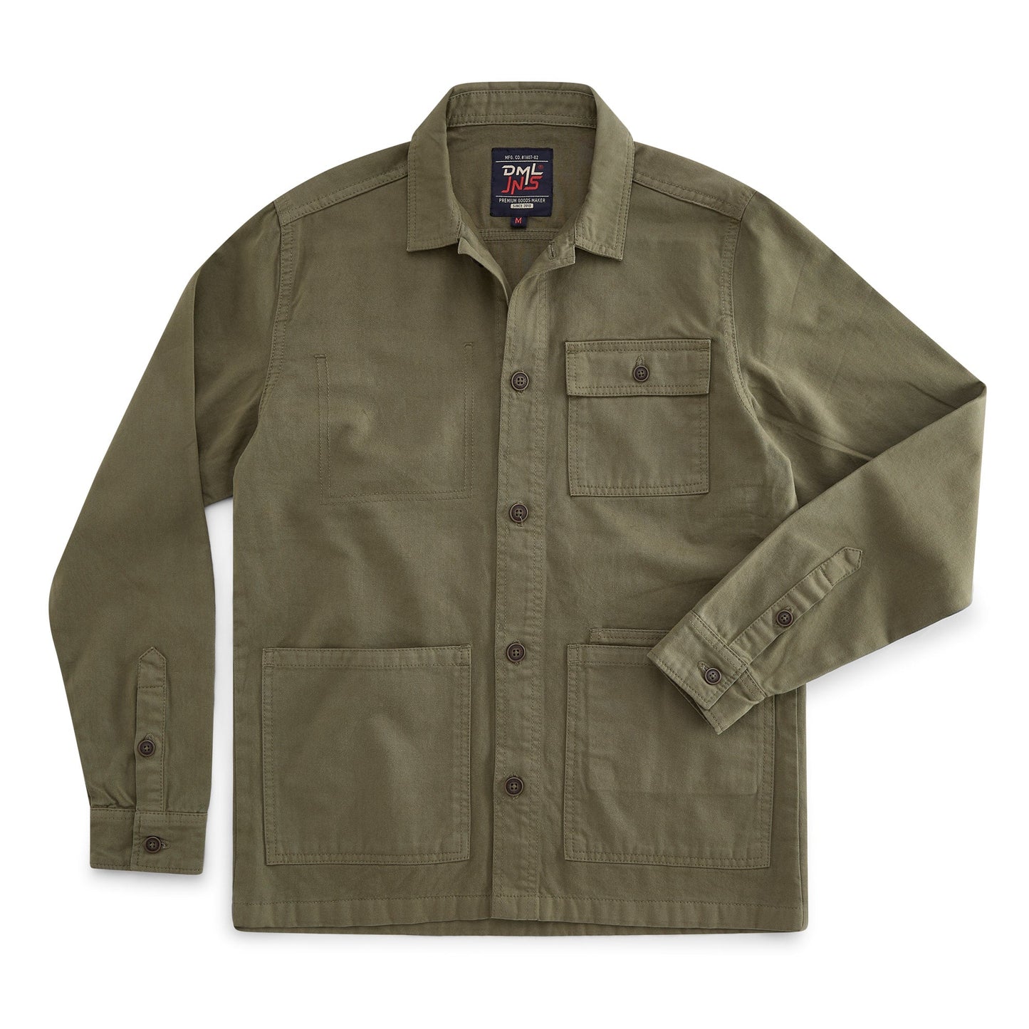 Granby twill overshirt in Military Green