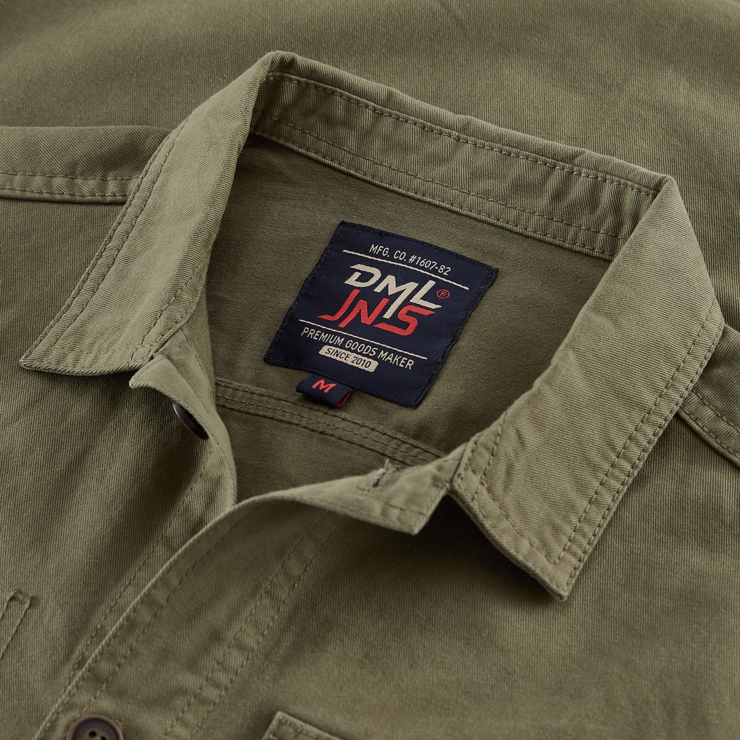 Granby twill overshirt in Military Green