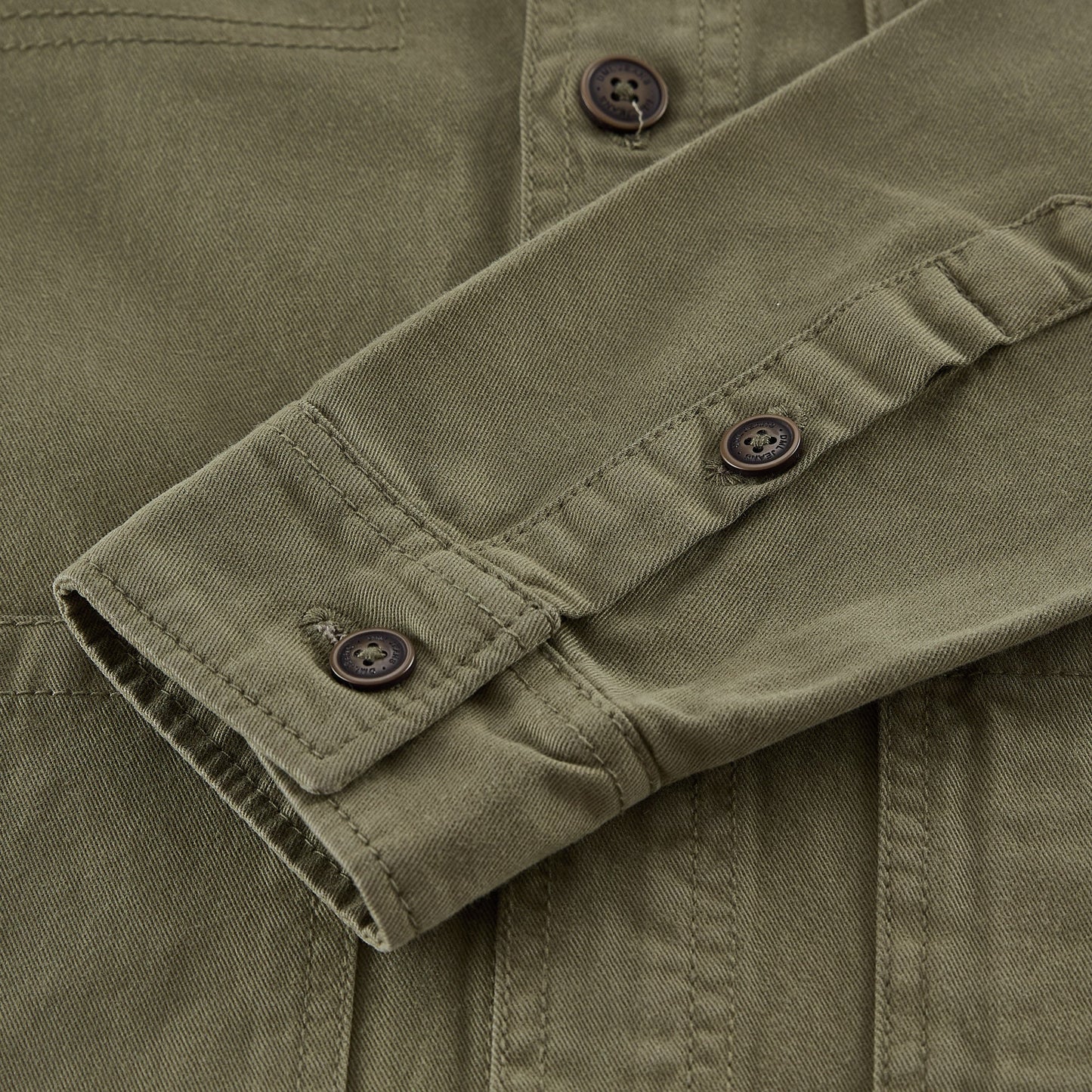 Granby twill overshirt in Military Green