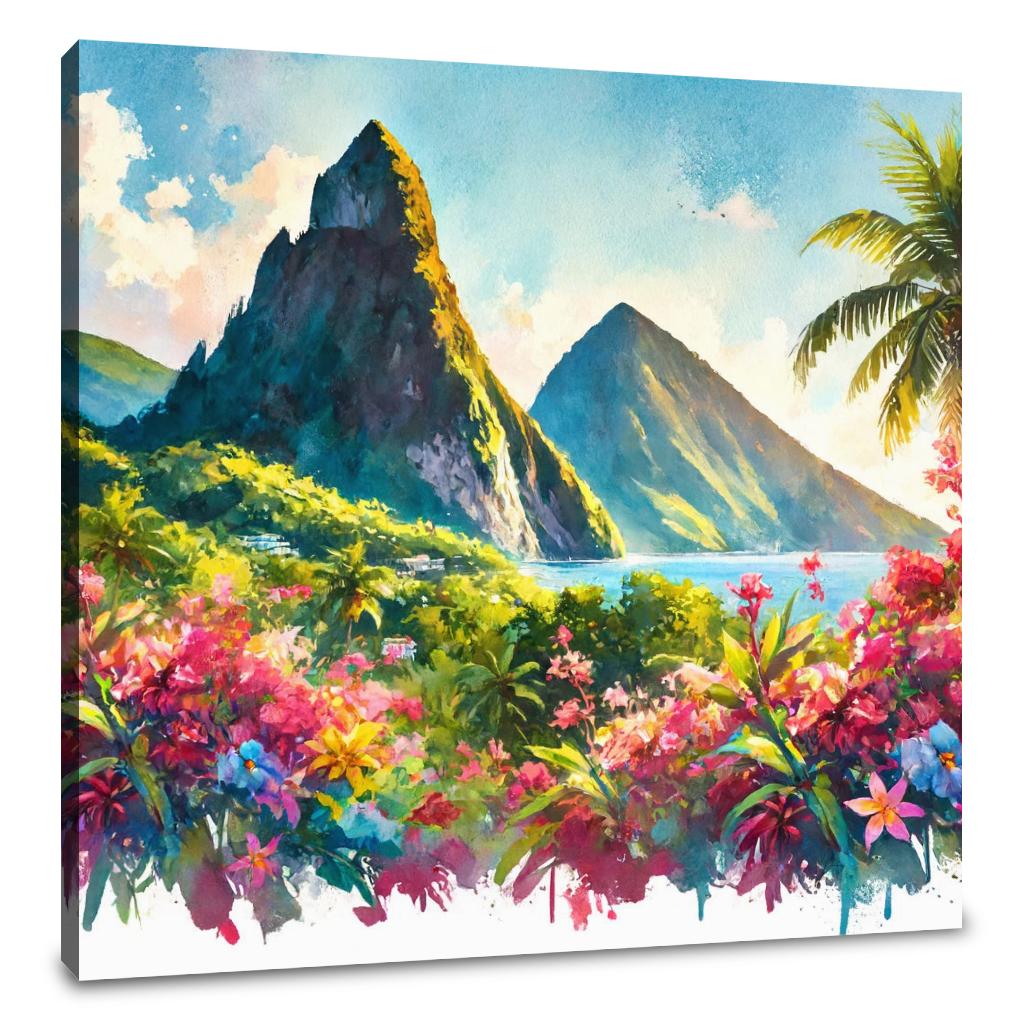 Volcanic Peaks and Blooms Canvas
