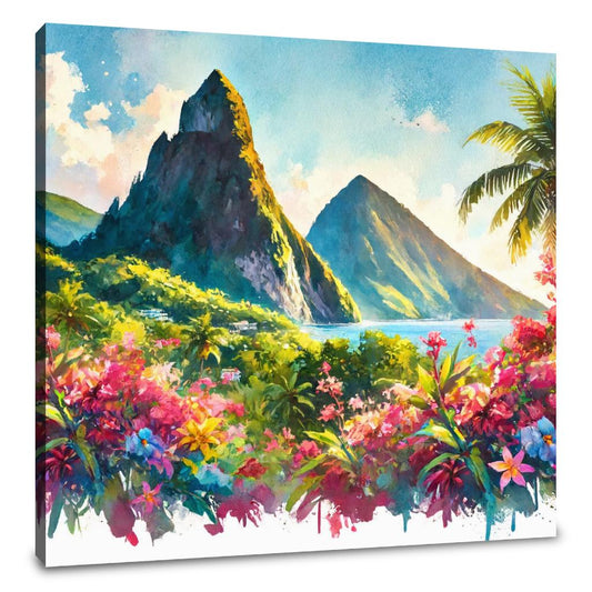 Volcanic Peaks and Blooms Canvas