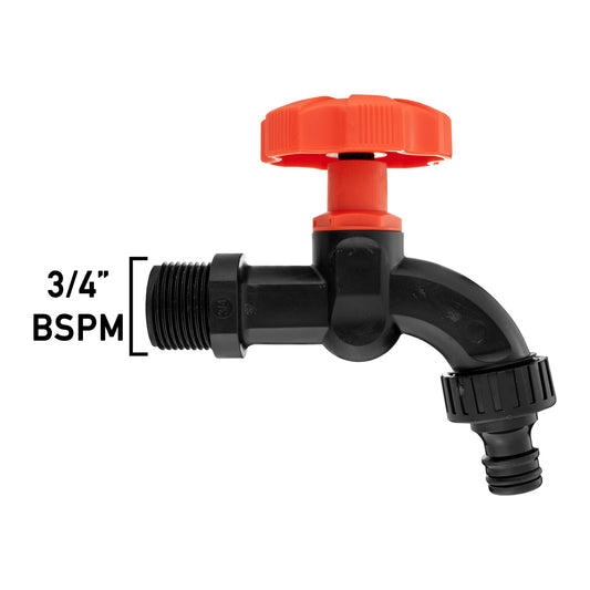 3/4" BSPM Plastic Tap Black/Orange