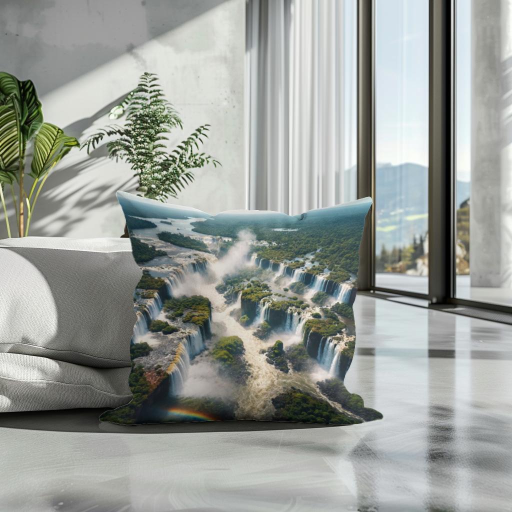Iguazu Falls Panorama Cotton Cushion