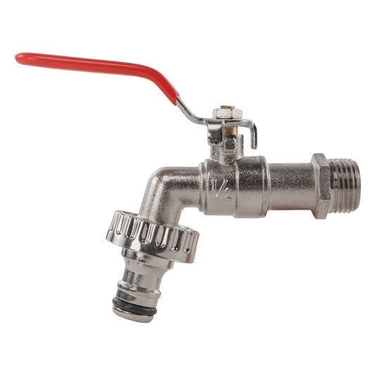 Garden Lever Tap - 3/4 BSPM Inlet - Snap On Male - Zinc Nickle Plated