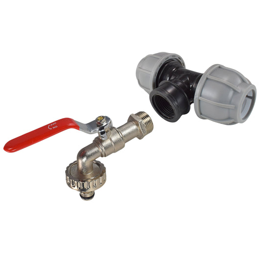 MDPE Tee 20mm and Lever Quick Connect Tap