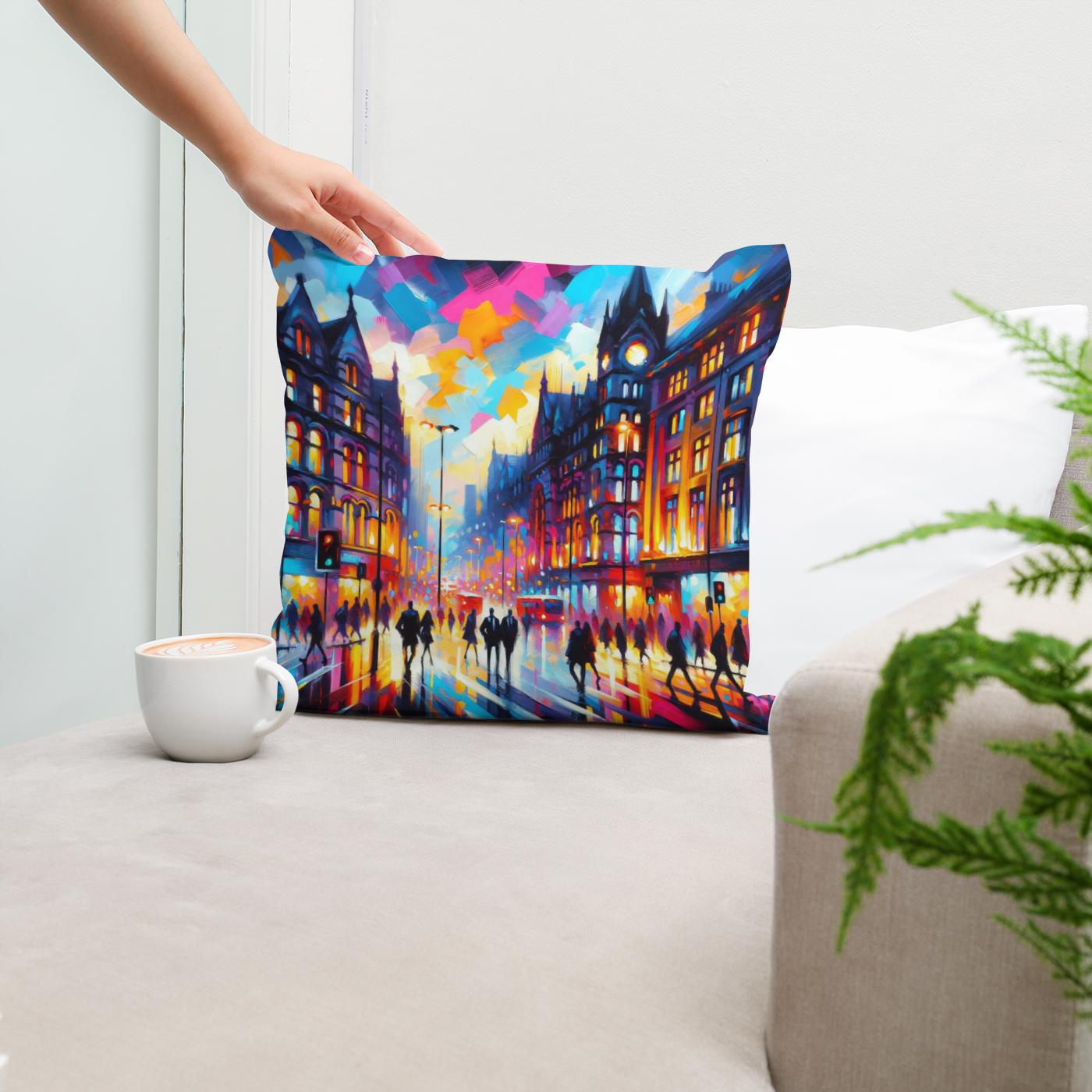 Manchester Oxford Road Twilight Cotton Cushion