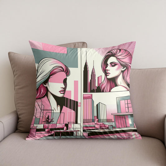 Urban Elegance: Modern Pop Art Cotton Cushion