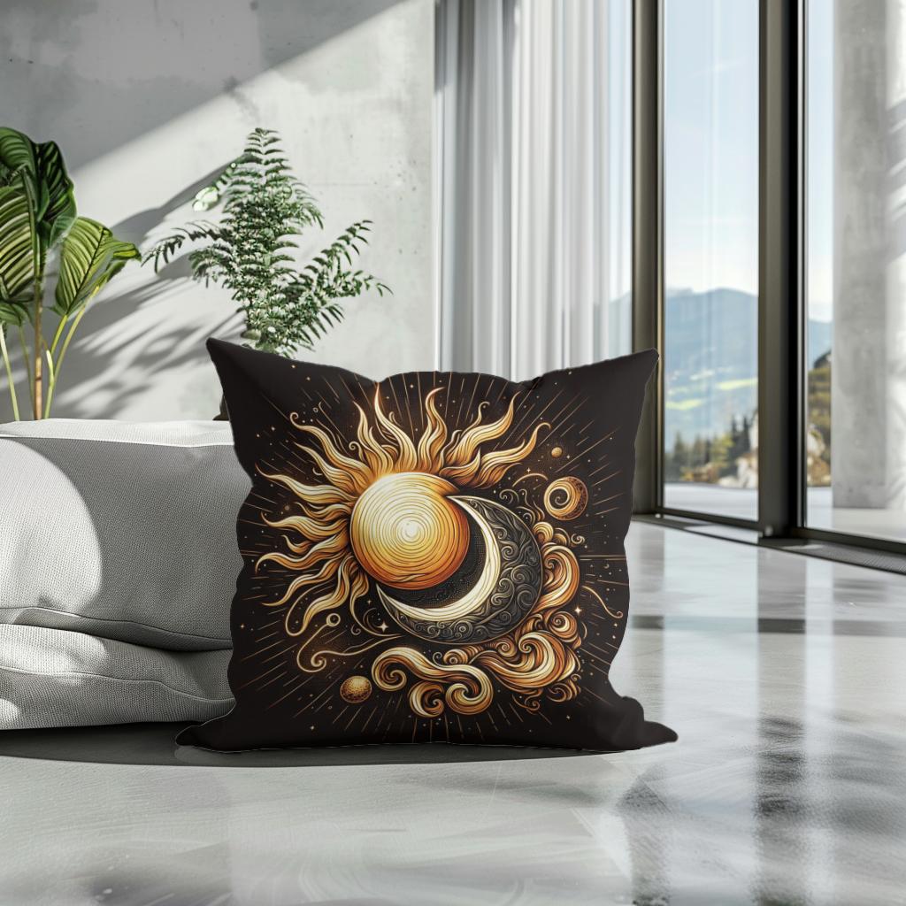 Golden Celestial Harmony Cotton Cushion