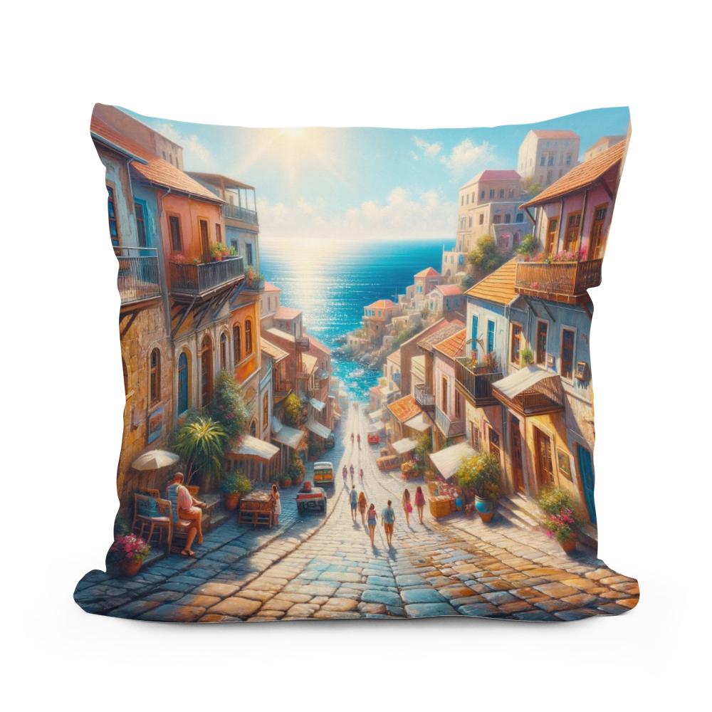 Sunny Mediterranean Charm Cotton Cushion