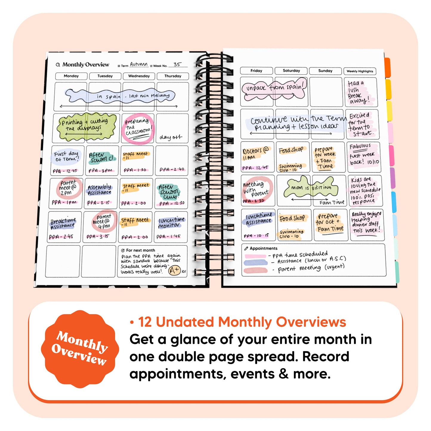 Teacher Undated Spiral Journal