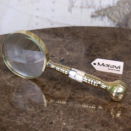 Garo Brass Magnifying Glass Mother of Pearl Vintage Style