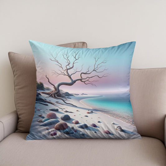 Serene Shoreline Cotton Cushion