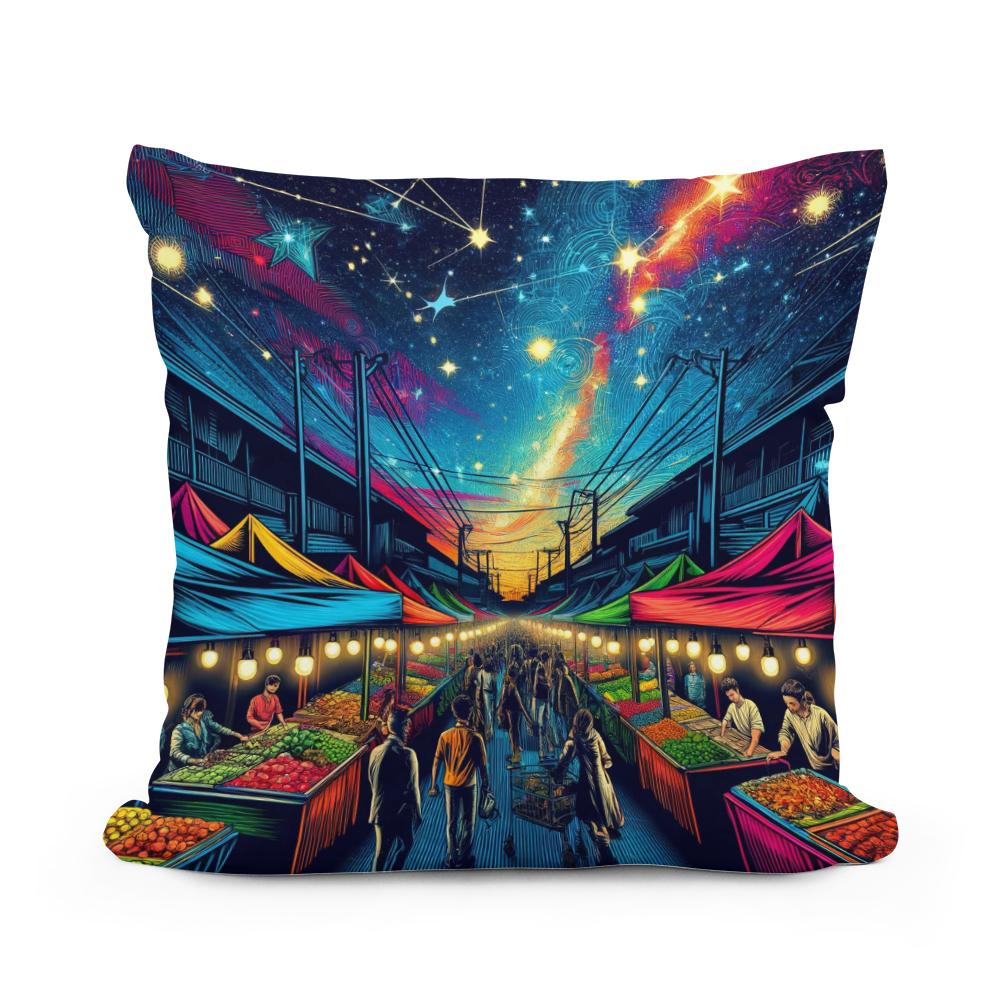 Pop Art Night Bazaar Cotton Cushion