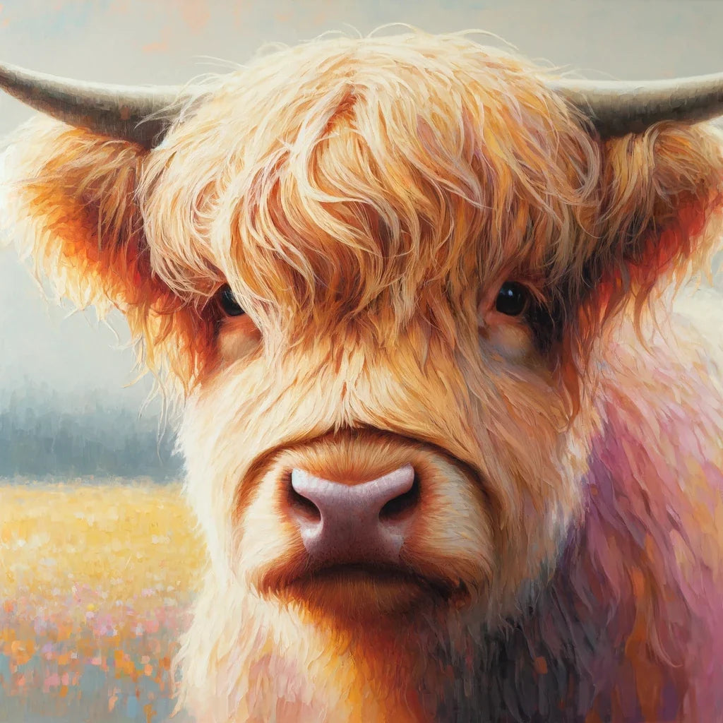 Gentle Highland Cow Gaze Cotton Cushion