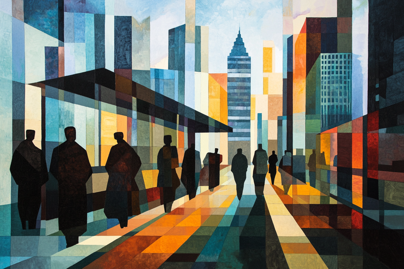 Geometric Bus Stop Canvas