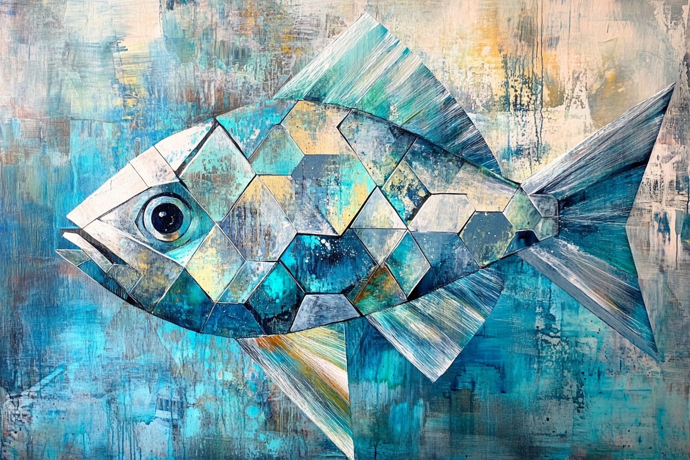 Geometric Fish Elegance Canvas
