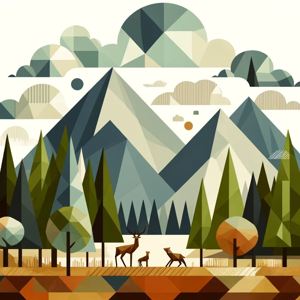 Geometric Forest Harmony Canvas
