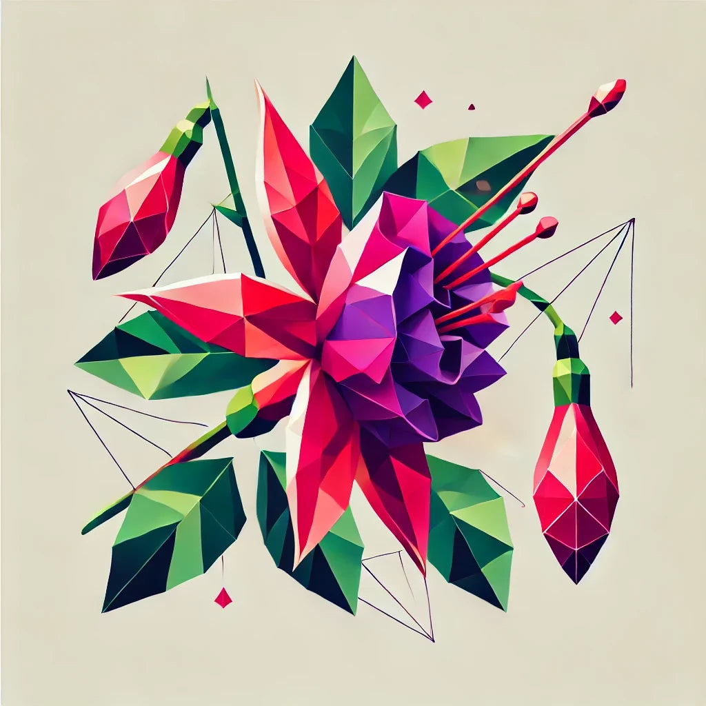 Geometric Fuchsia Blossom Canvas