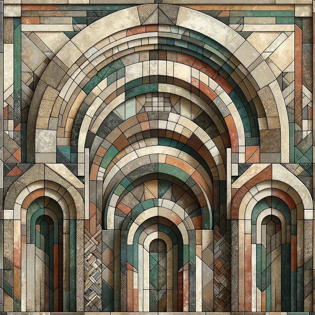 Geometric Harmony of Rustic Arches Cotton Cushion