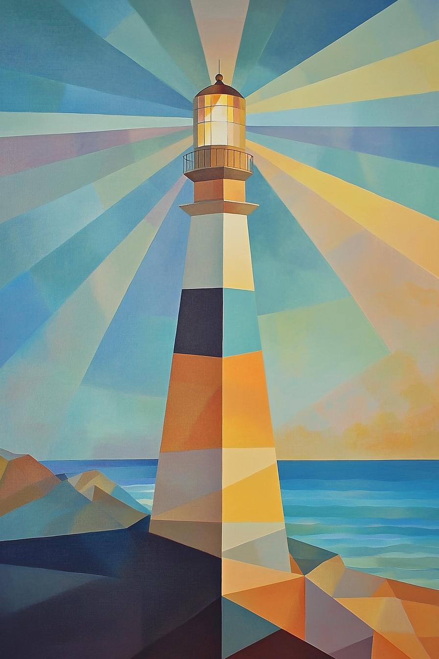 Geometric Lighthouse Canvas