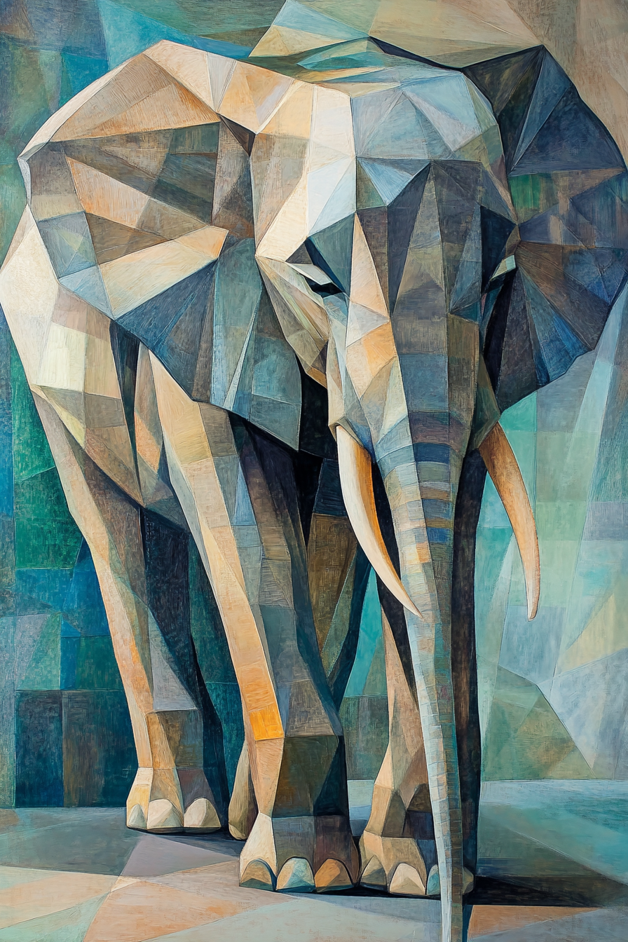 Geometric Majesty Elephant Canvas