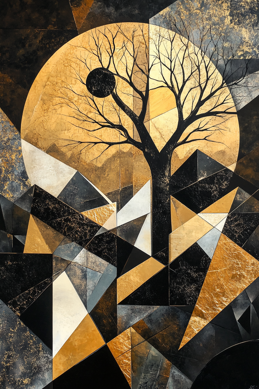Geometric Nightscape Canvas