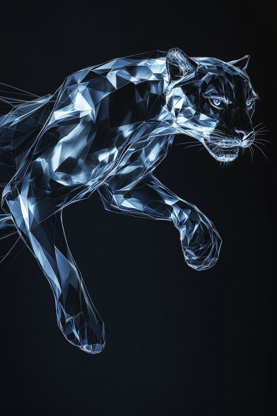 Geometric Panther Motion Canvas