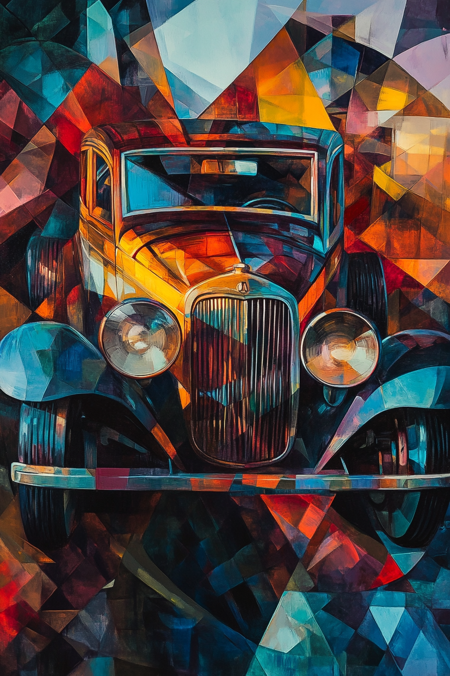 Geometric Vintage Car Canvas