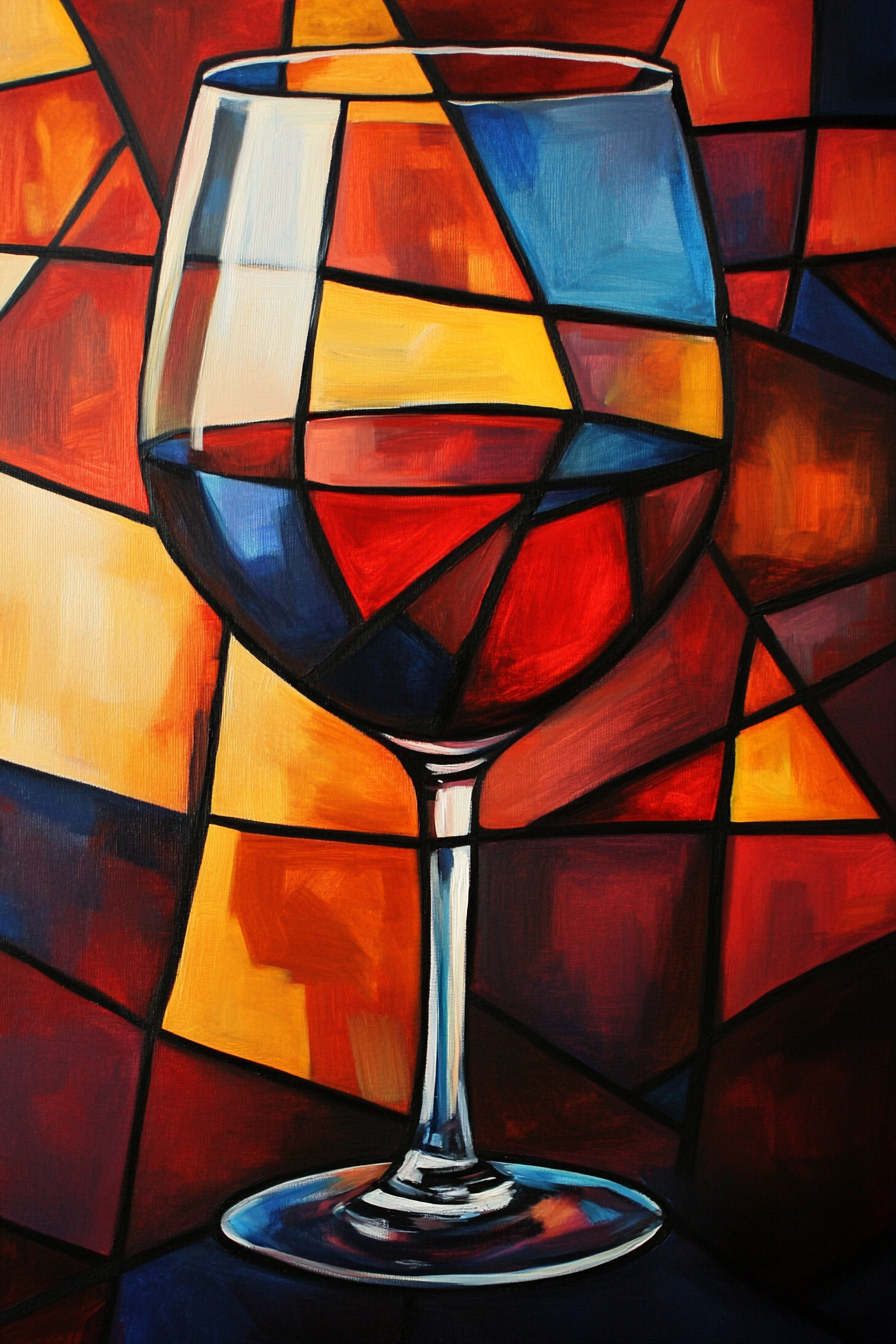 Geometric Wine Glass Canvas