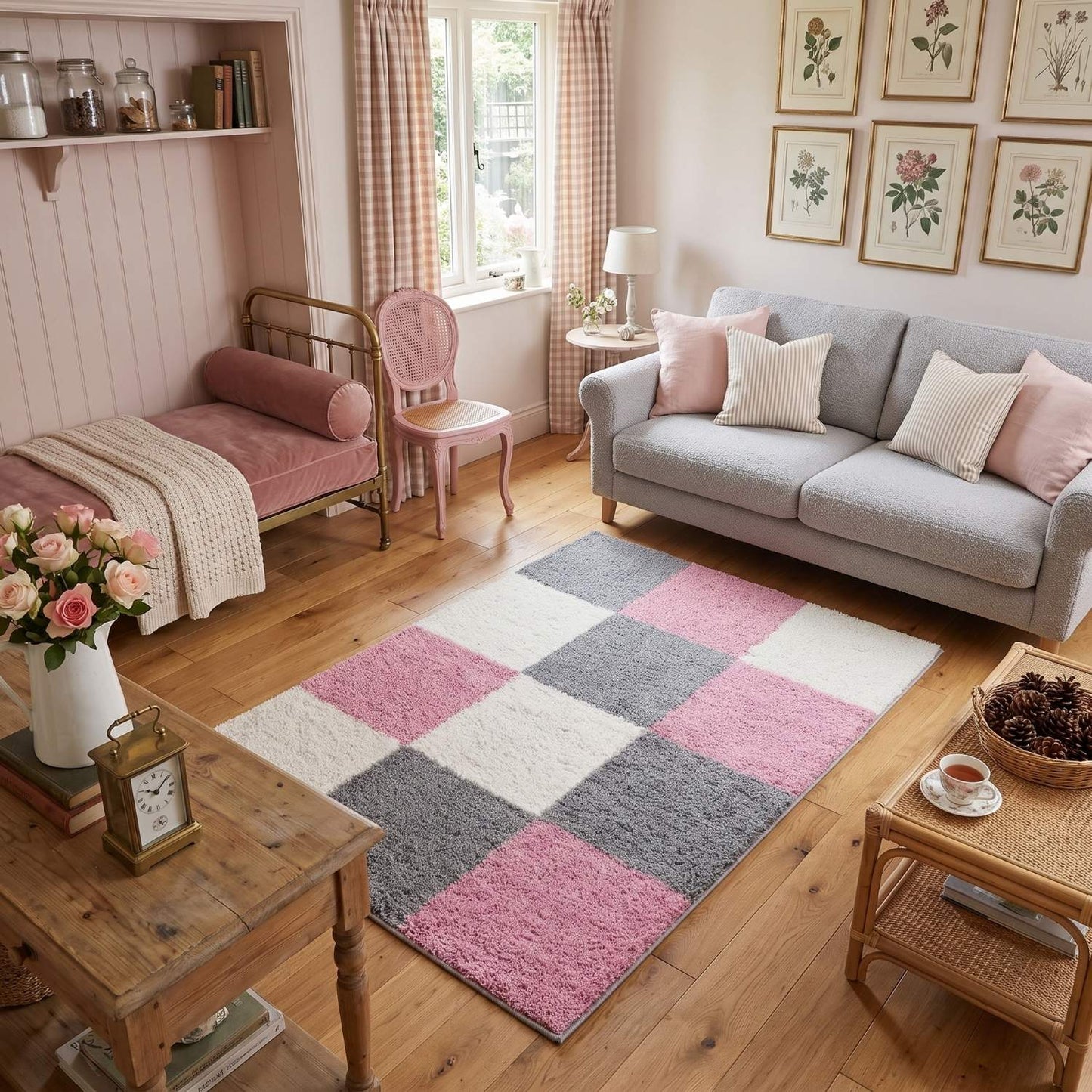 Myshaggy Geometric Pink Rug