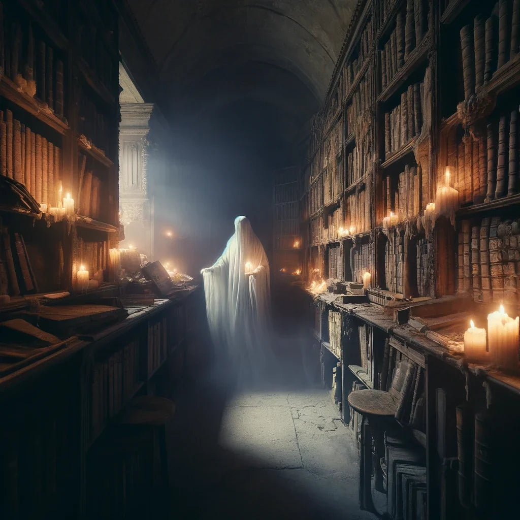 Ghostly Scholar's Library Canvas