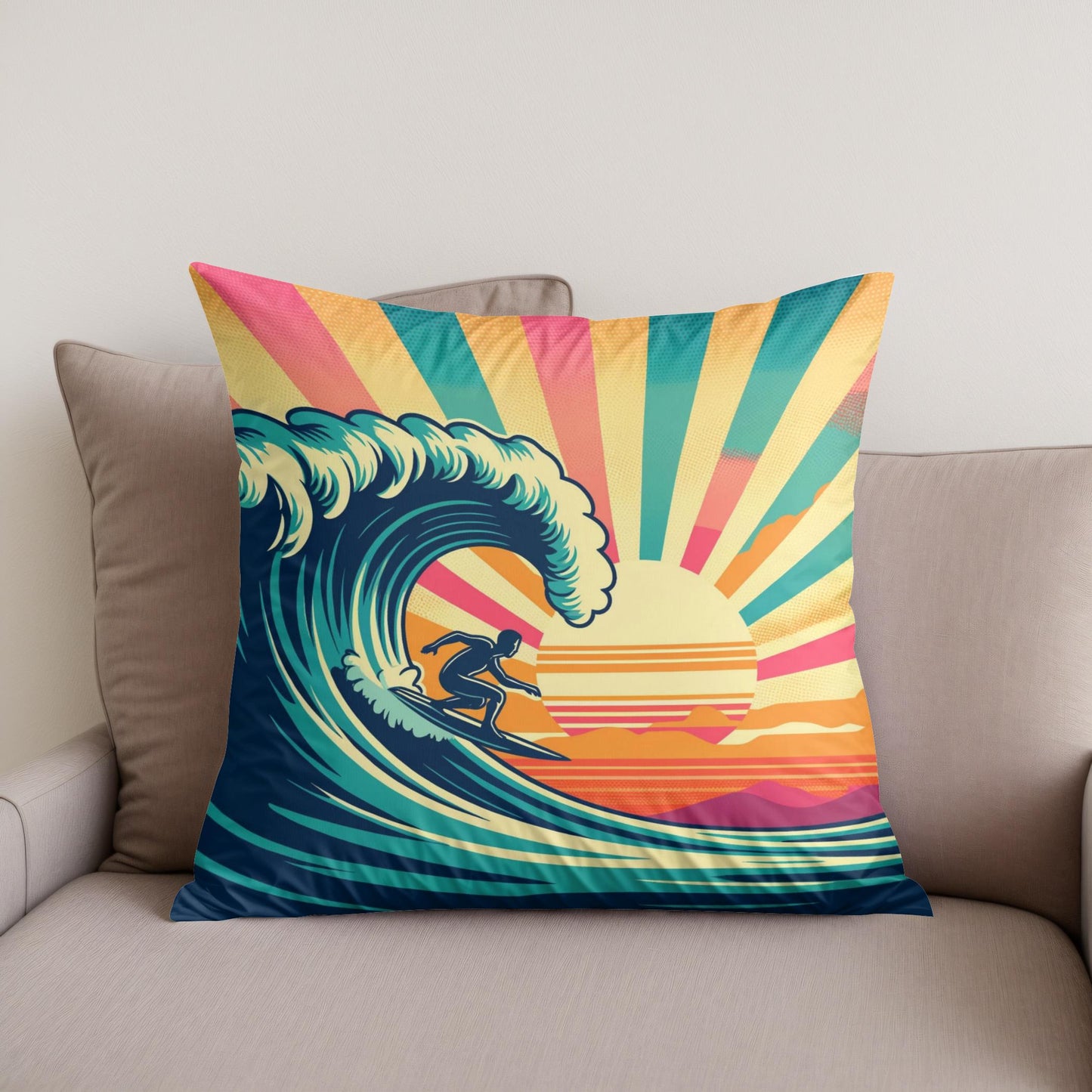 Sunset Surf Spectacle Cotton Cushion