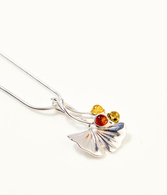 Amber Ginkgo Necklace