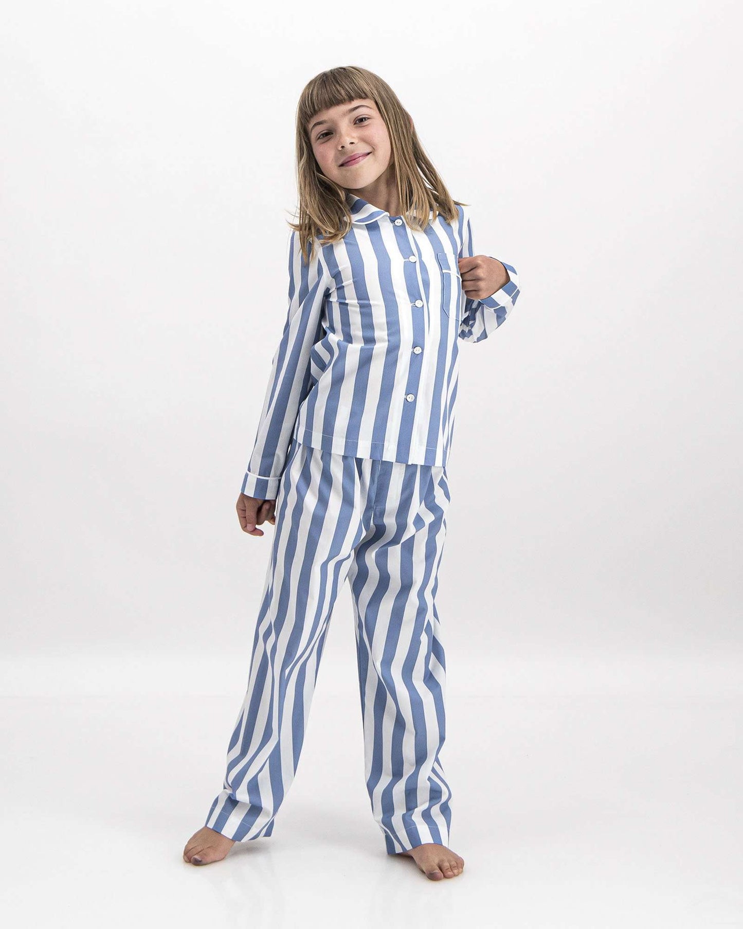 Girls Long Pyjamas - Beach Stripe