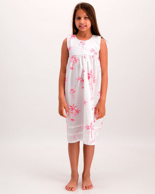 Girls Nighty - Pink Palms