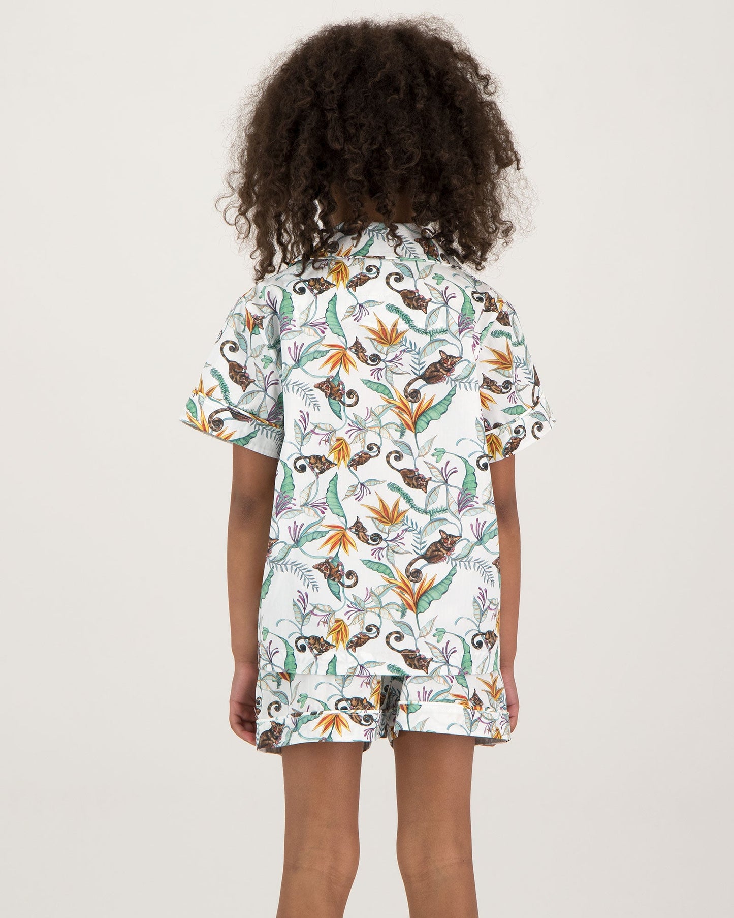 Girls Short Pyjamas - Night Monkeys White