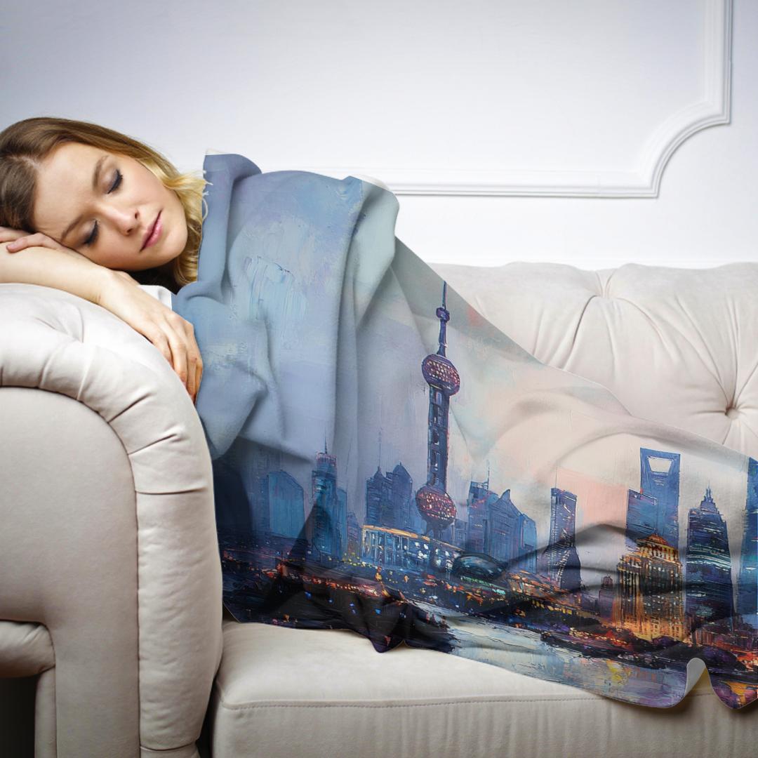 Shanghai Skyline Harmony Blanket