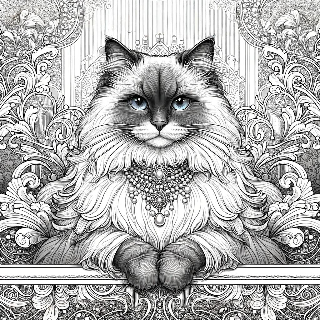 Glamour Ragdoll Line Art Cotton Cushion