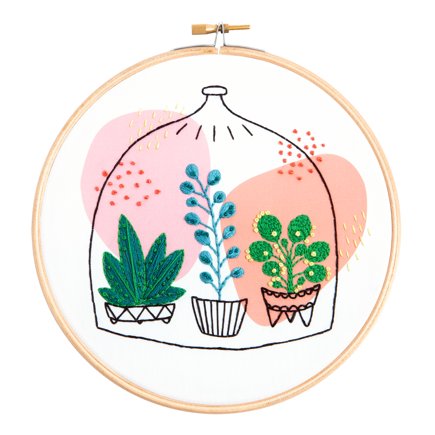 'Glass Garden' Succulents Embroidery Kit for Beginners