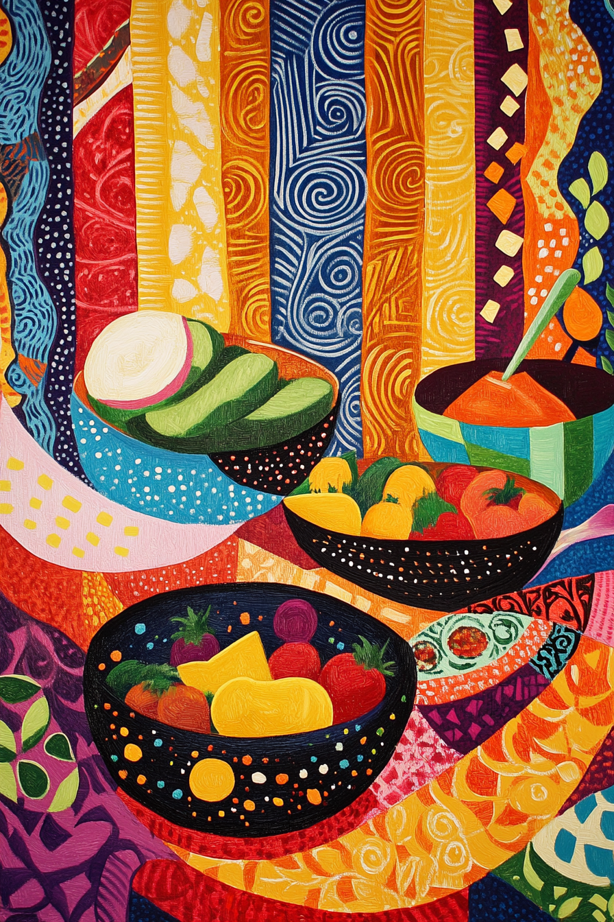 Global Culinary Folk Canvas