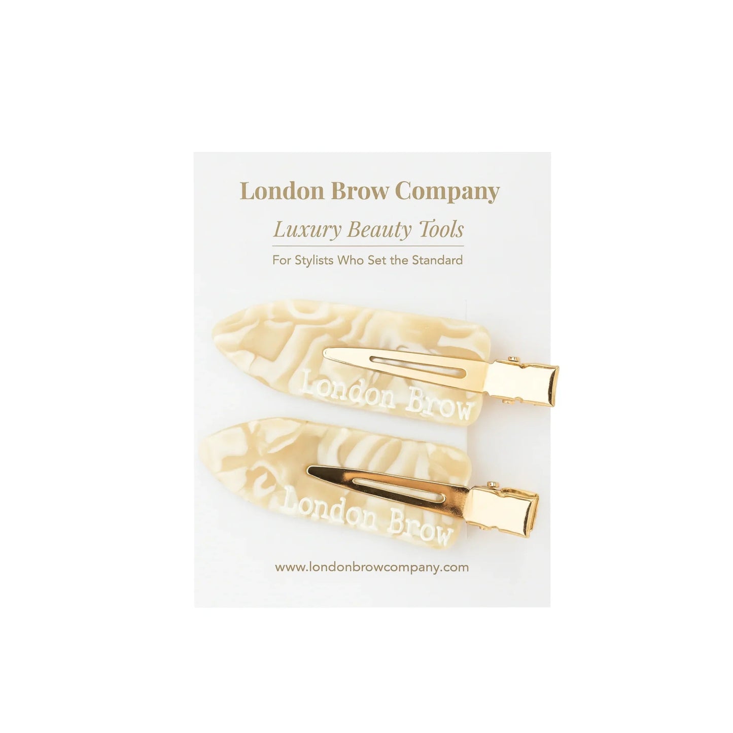 London Brow No-Crease Styling Clips – Pearl & Gold Marble (2 Pack)