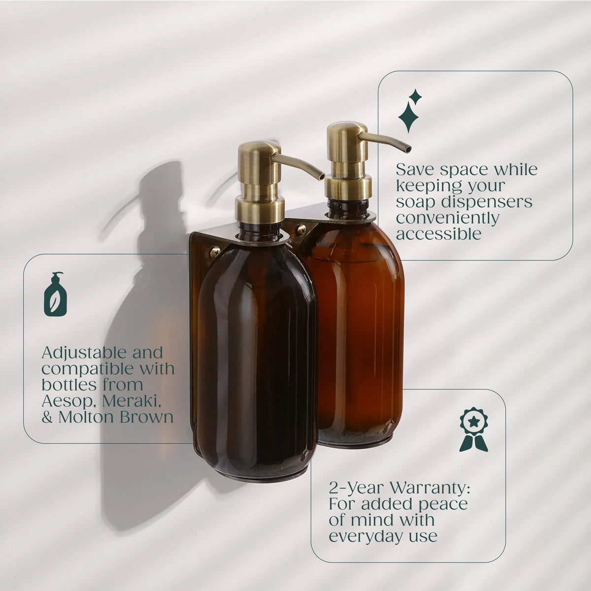 Gold Double Soap Bottle Holder