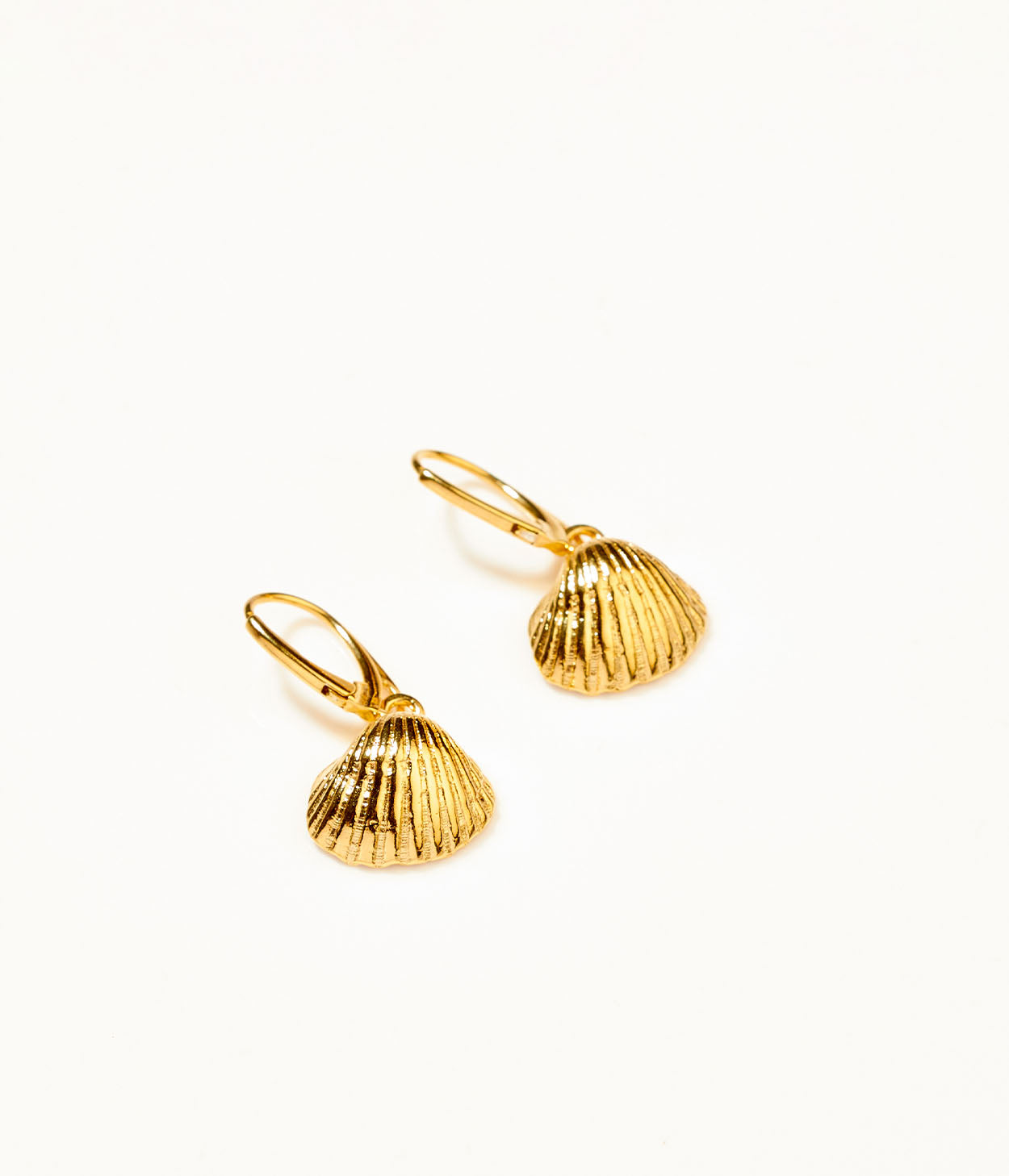 Gold Pearl Sea Shell Drop Earrings
