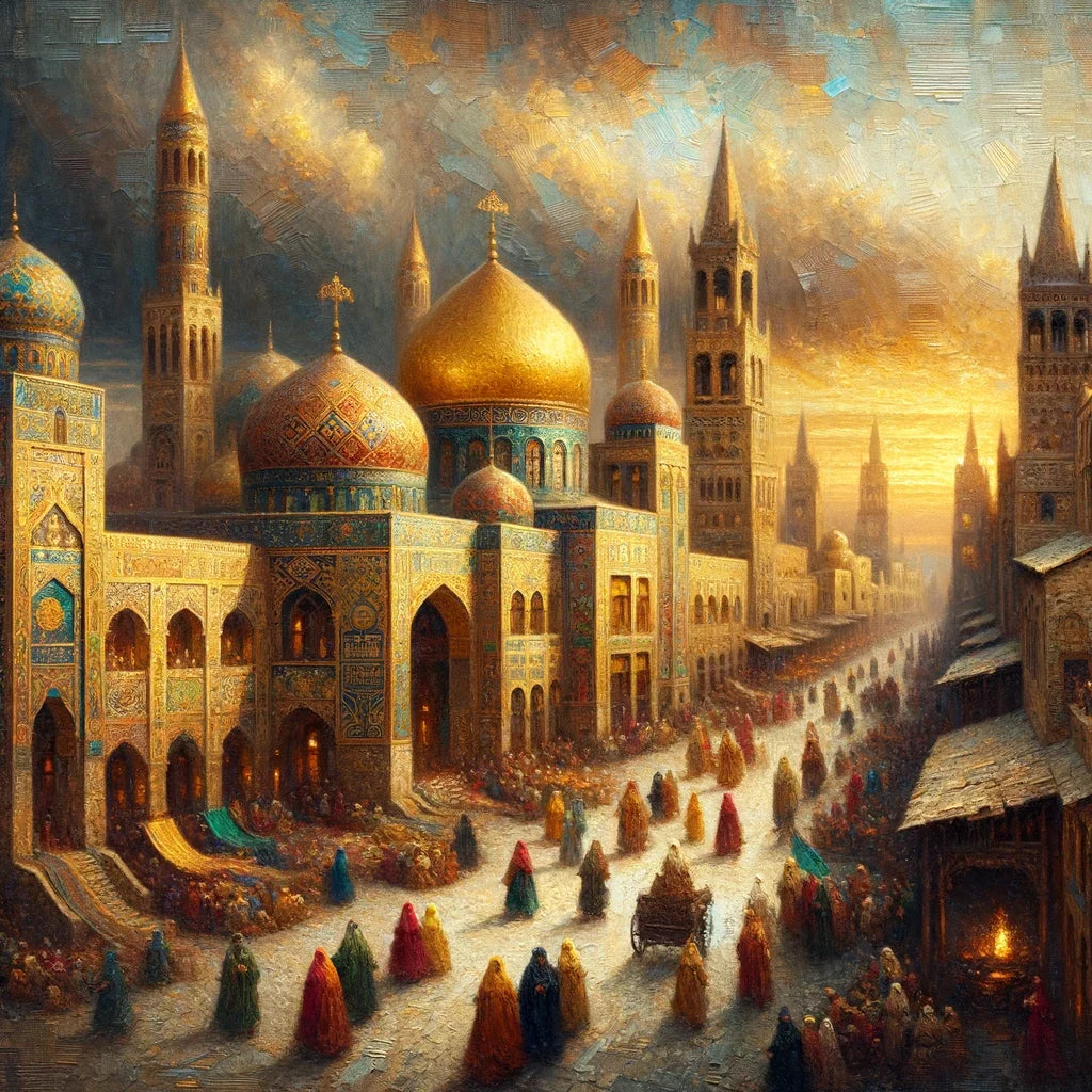 Golden City Splendor Cotton Cushion