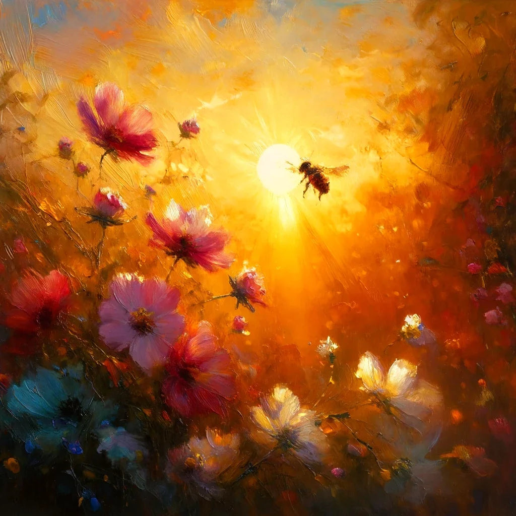 Golden Hour Bee Cotton Cushion